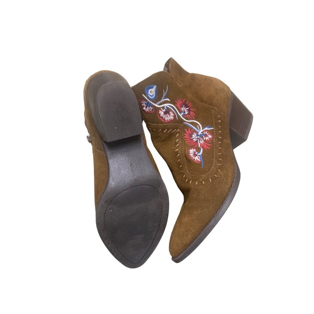 Women’s Carlos VIVIEN brown leather suede bootie size 7.5M SKU 1151 - Picture 9 of 10